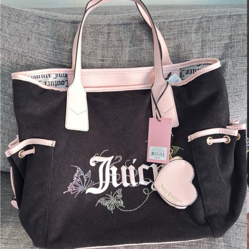Juicy Couture Black and Light Pink Tote Bag